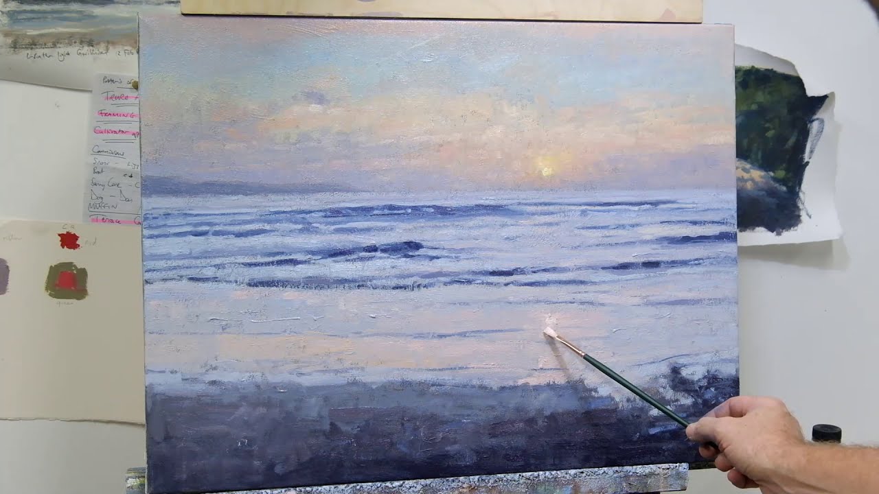 Sunset over the Bay - oil painting on canvas by Andrew Barrowman