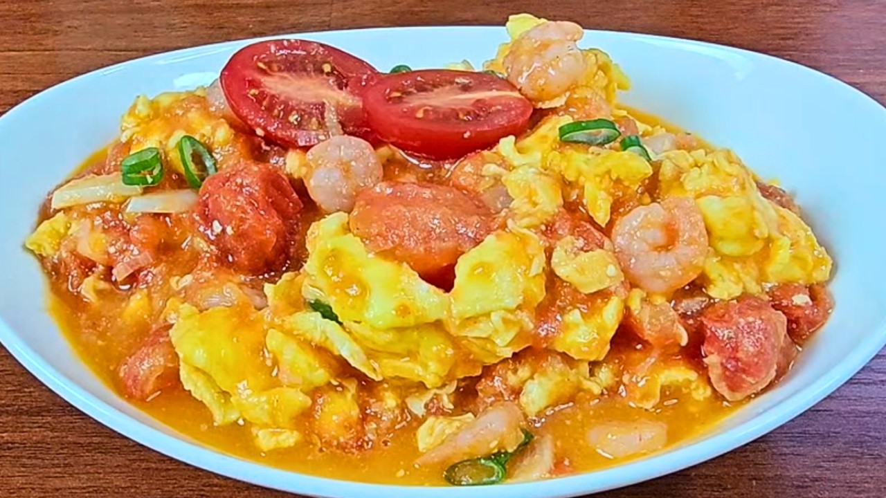 토마토 달걀볶음, 새우 넣었더니 훨씬 맛있어요 ㅣ 혈당 관리에도 좋은 아침식사