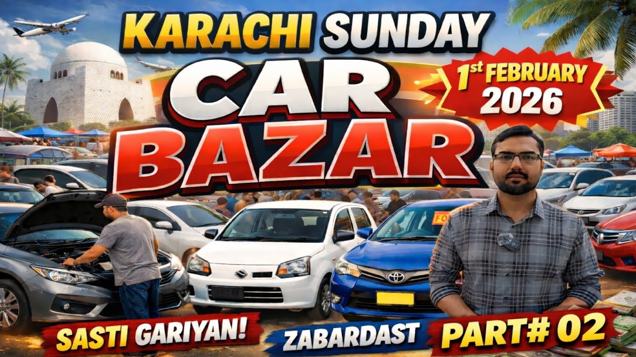 Karachi Sunday Car Bazar Part 2 | Real Prices, Real Public, Real Deals 🔥 1st Feb 2026