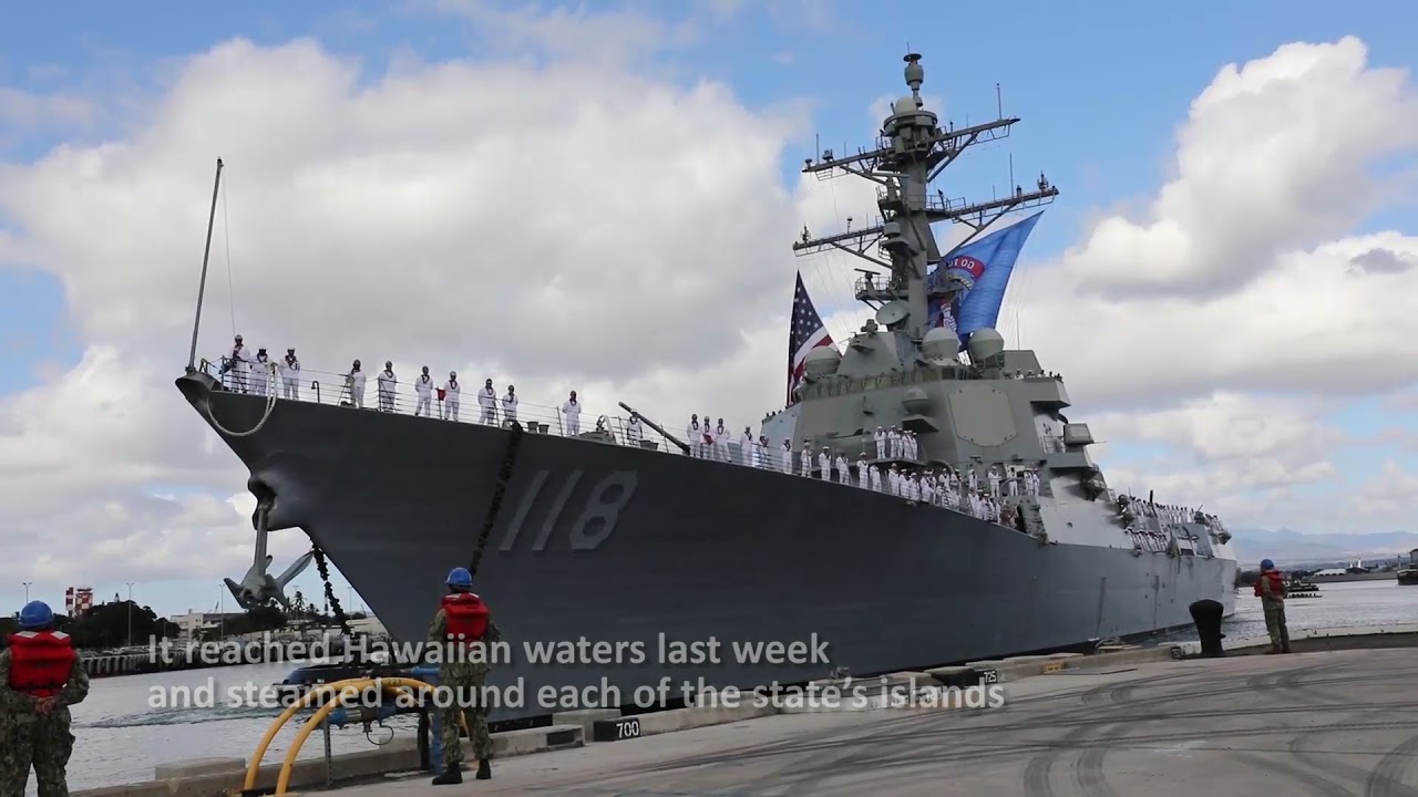 Future USS Daniel Inouye destroyer arrives at homeport in Hawaii
