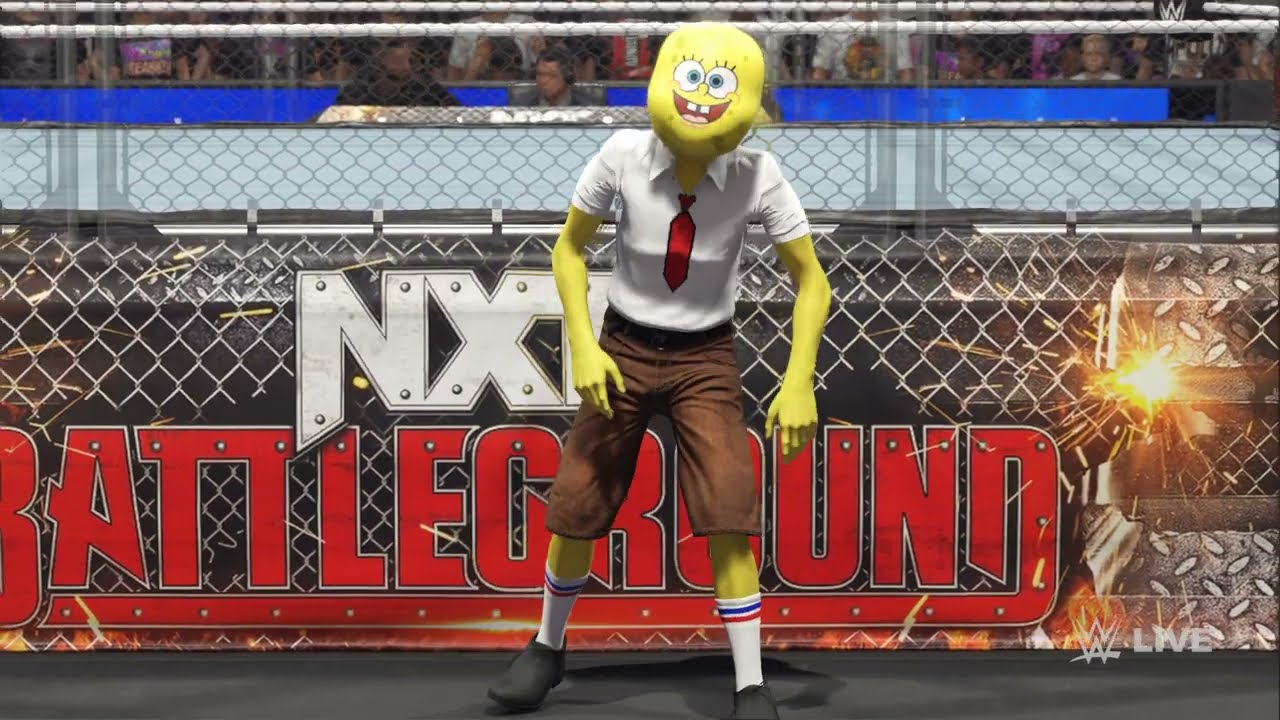WWE 2K24 SpongeBob vs Patrick Gameplay - (Free To Use & No Commentary)