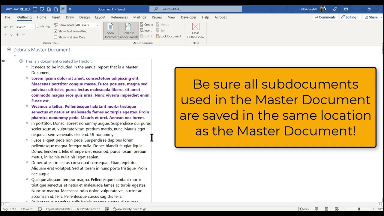 Got a VERY long document? Use Master Document in Word 365!