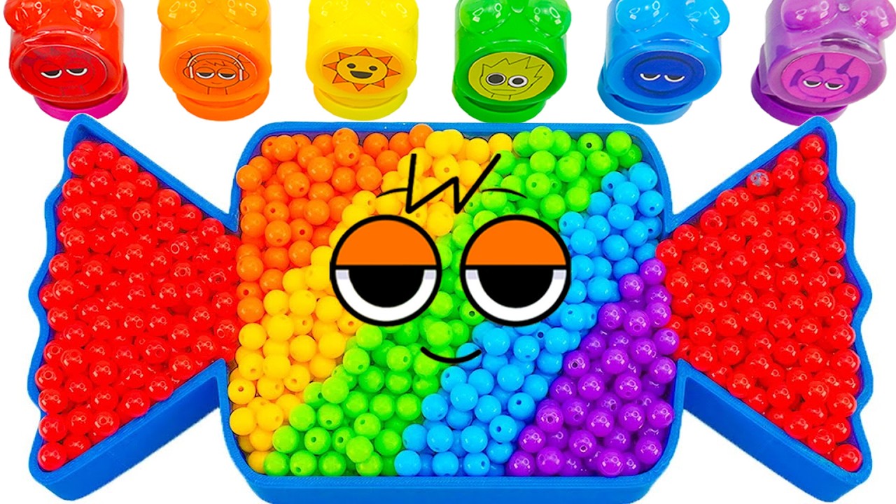Video satisfactorio: Cómo hacer dulces de arcoíris con cuentas de colores mezcladas y corte ASMR