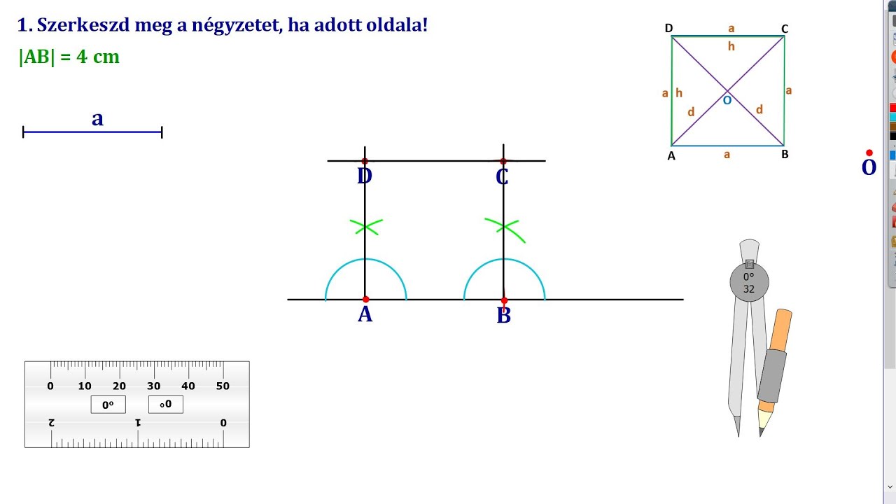 1) NÉGYZET SZERKESZTÉSE – ISMERT OLDALA