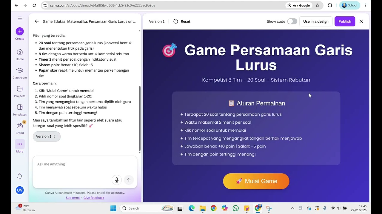Membuat Game Edukasi dengan Canva Ai