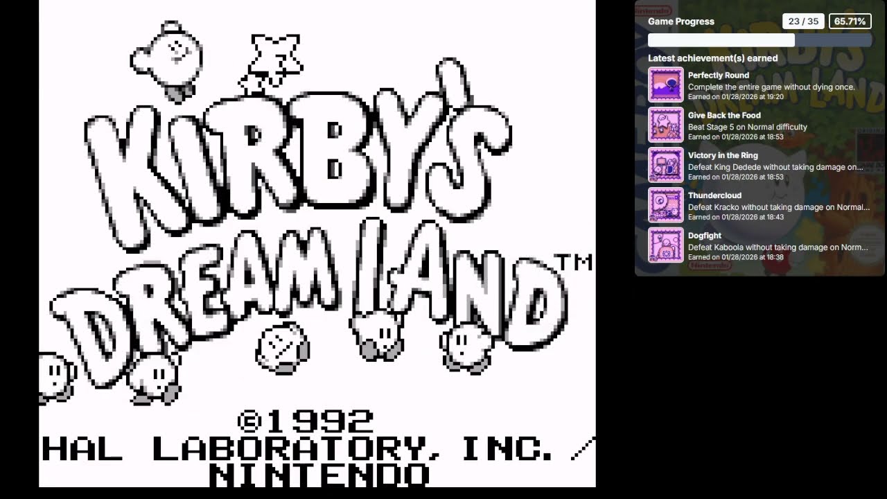 Kirby's Dream Land Retroachievements (Day 2 - Final)