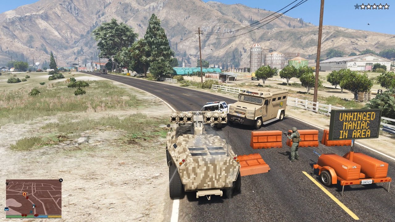 GTA V APC Tank SAM Battery Rampage + 10 Star Escape(RDE 4.0.4)