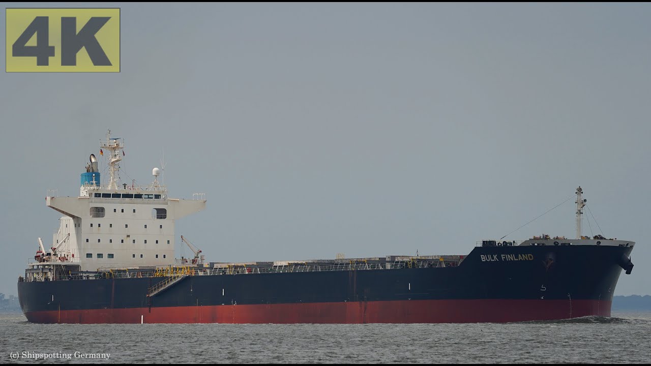 BULK FINLAND - Shipspotting Germany 🇩🇪 IMO 9691577 - River Elbe near City Otterndorf - 4K VIDEO