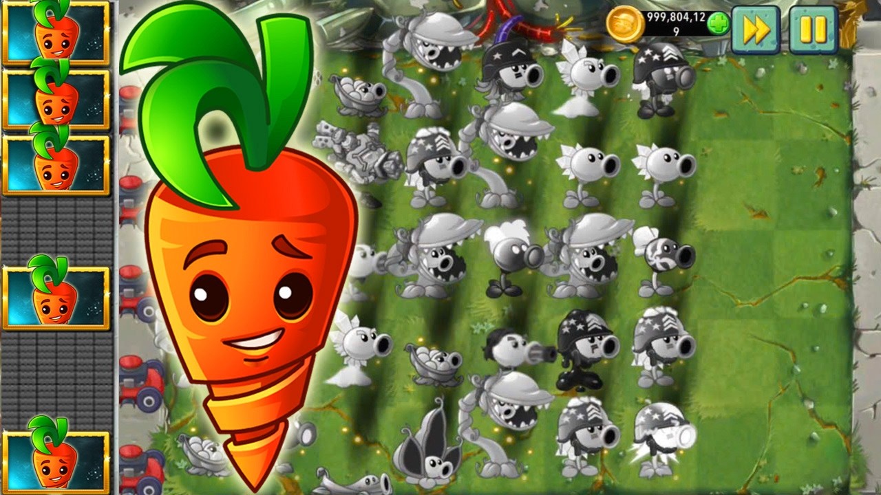 Pvz 2 Discovery - All Pea & MegaGatling Pea Plants & Intensive Carrot Vs All Zombies