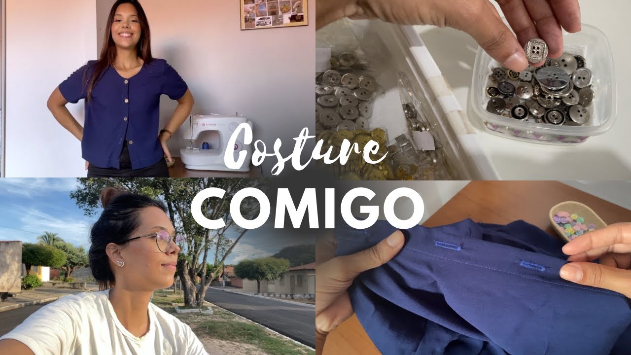 Blusa de manguinhas em tecido plano com botões - costure comigo