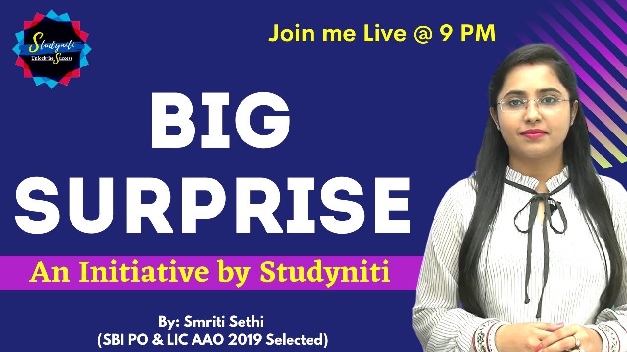 A Big Surprise | An Initiative by Studyniti | Live Session | Banking Exams 2020