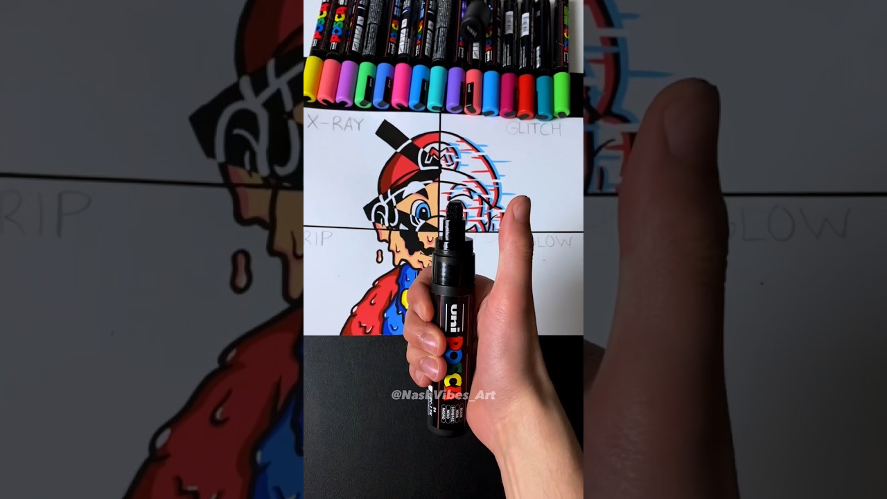 One Drawing, But 4 Different Styles Pt.4 Finale! Glow Effect! (#shorts)