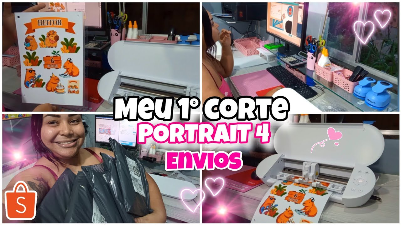 MEU  1° CORTE NA PORTRAIT 4 - PRODUZINDO PEDIDOS DA SHOPEE - PAPELARIA PERSONALIZADA ✂️💖