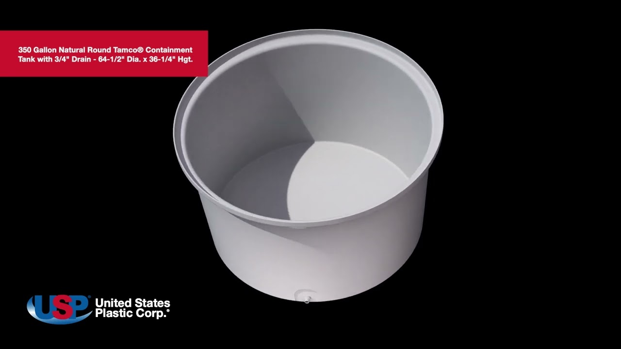 3D-350 Gallon Natural Round Tamco® Containment Tank with 3/4" Side Drain| U.S. Plastic Corporation®