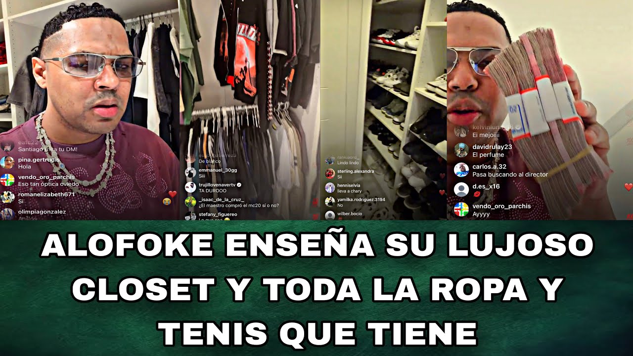 ALOFOKE ENSEÑA SU LUJOSO CLOSET Y TODA LA ROPA Y TENIS QUE TIENE