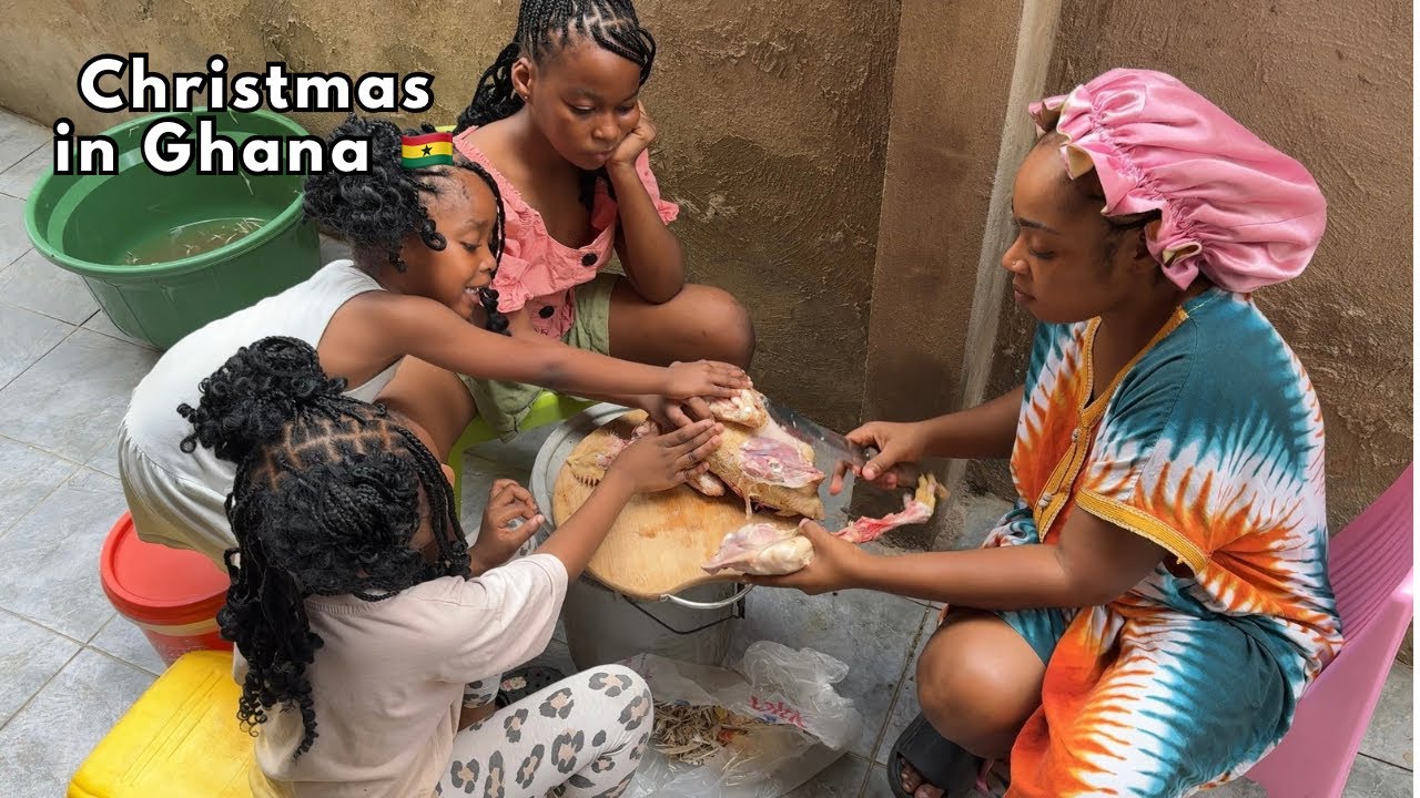 Christmas Day in Rural Ghana || Cooking and eating with the Family 