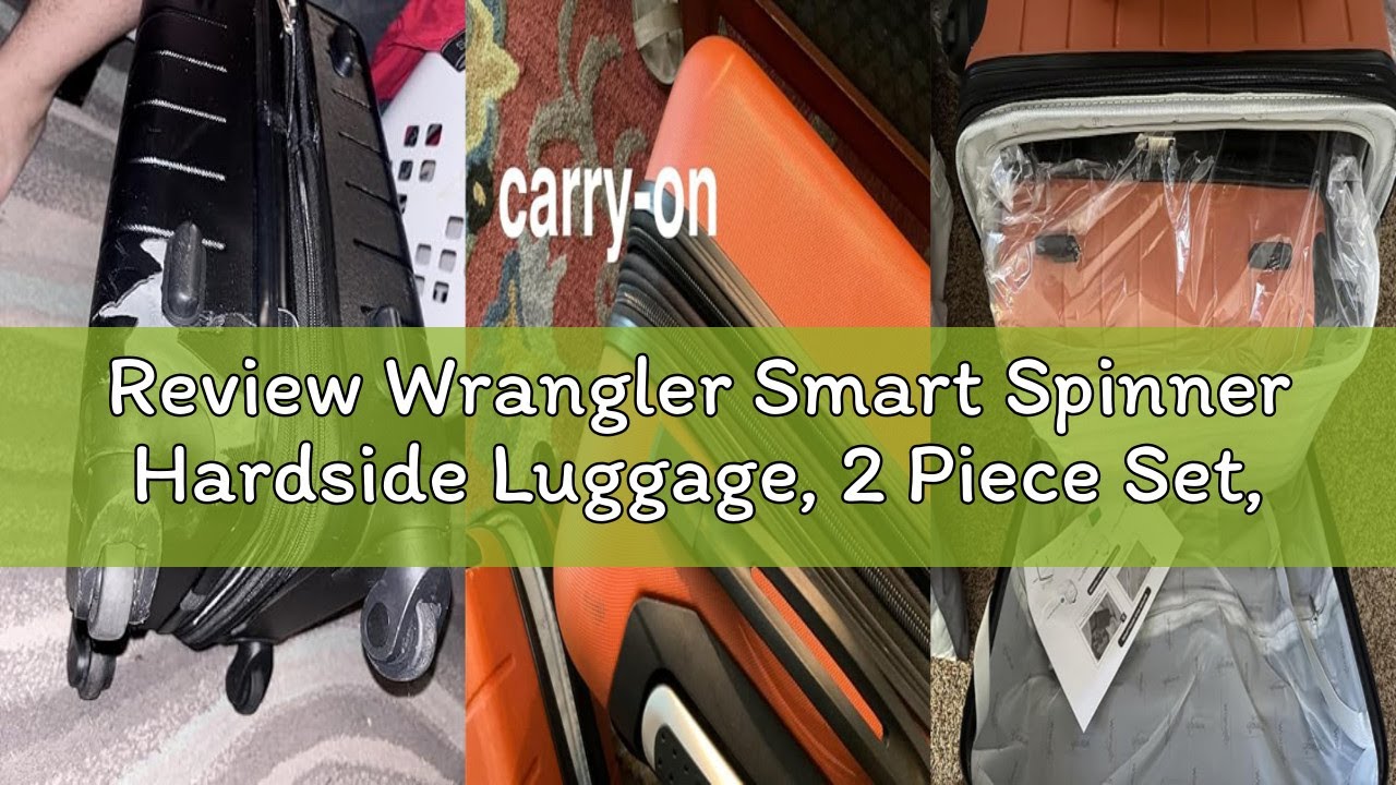 Review Wrangler Smart Spinner Hardside Luggage, 2 Piece Set, Navy Blue