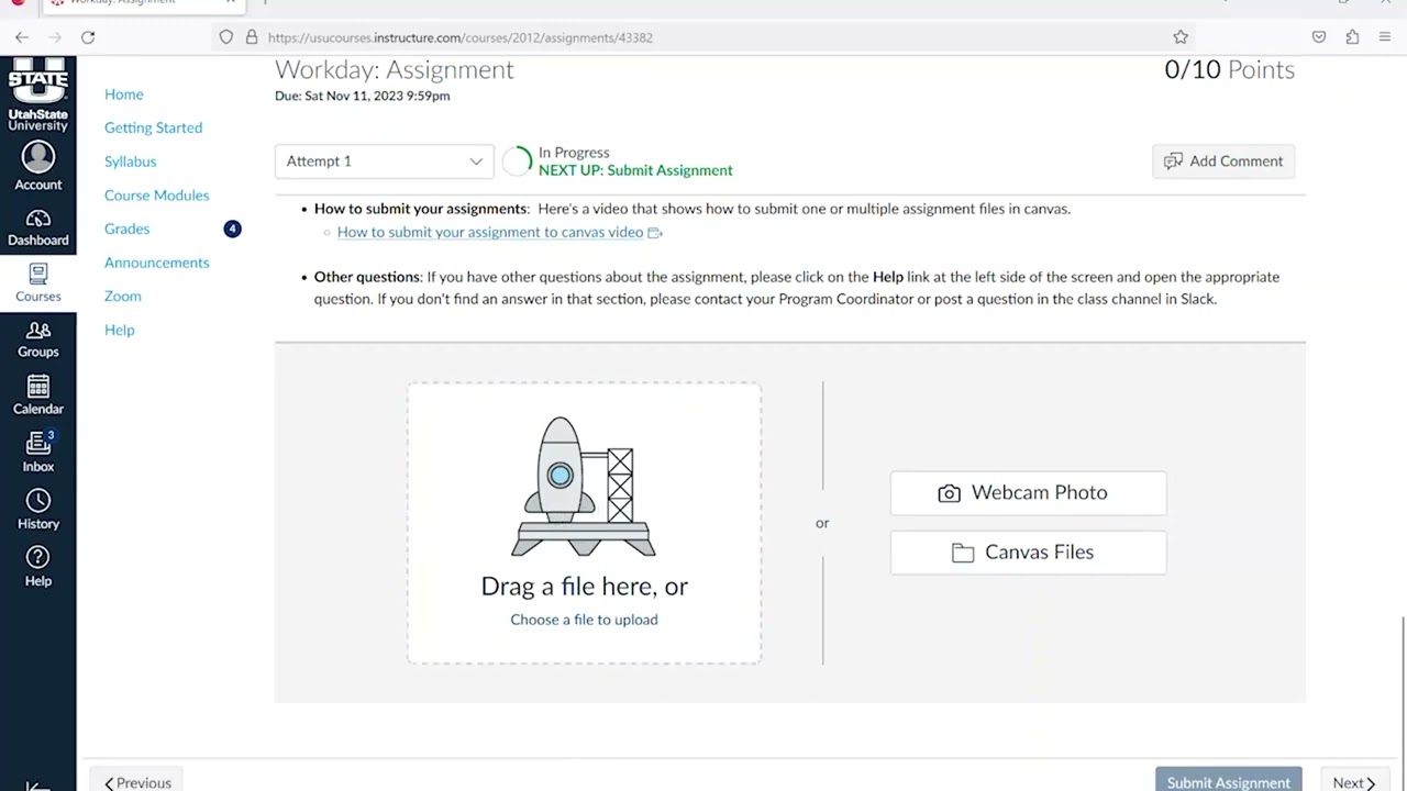 How to Upload Assignments in Canvas