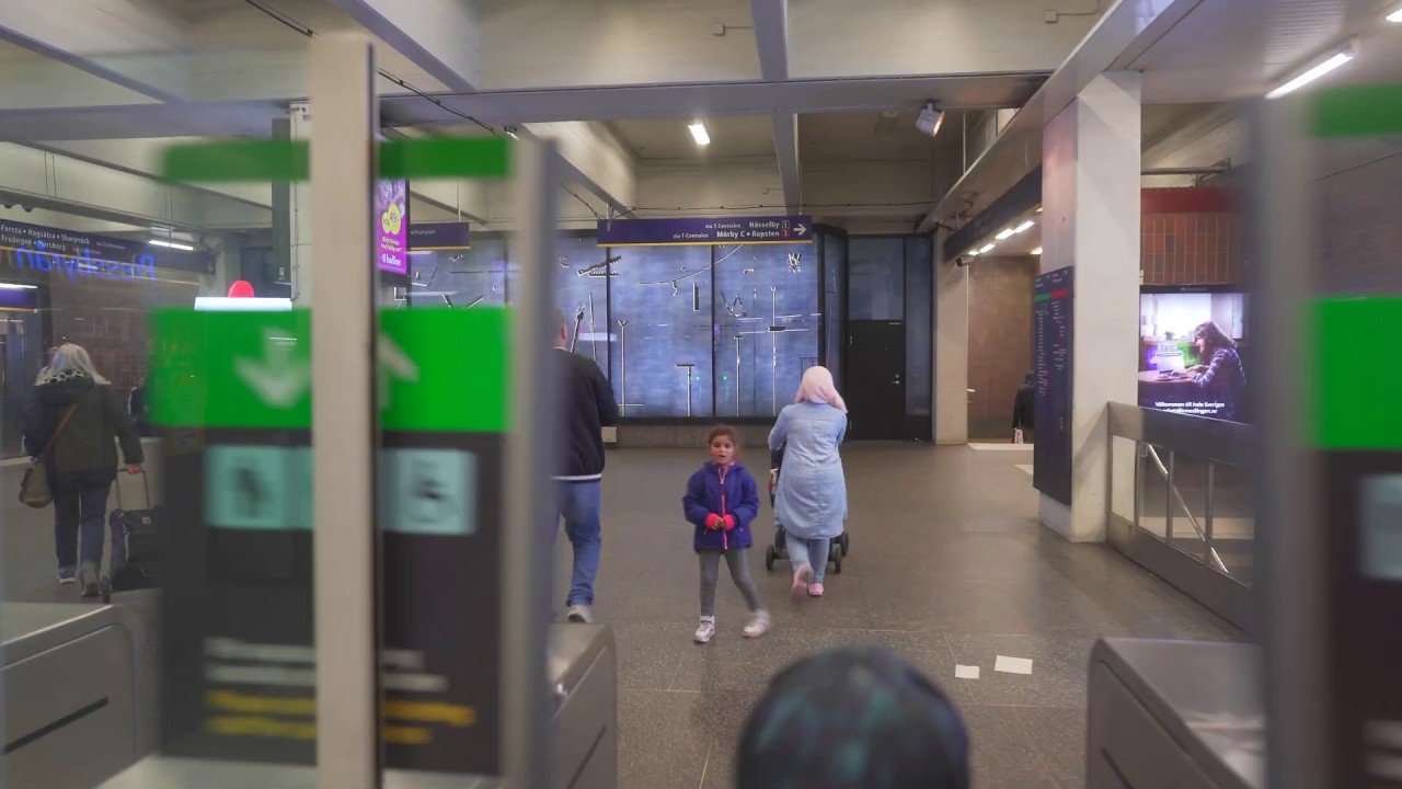Sweden, Stockholm, subway night ride from Slussen to Gullmarsplan