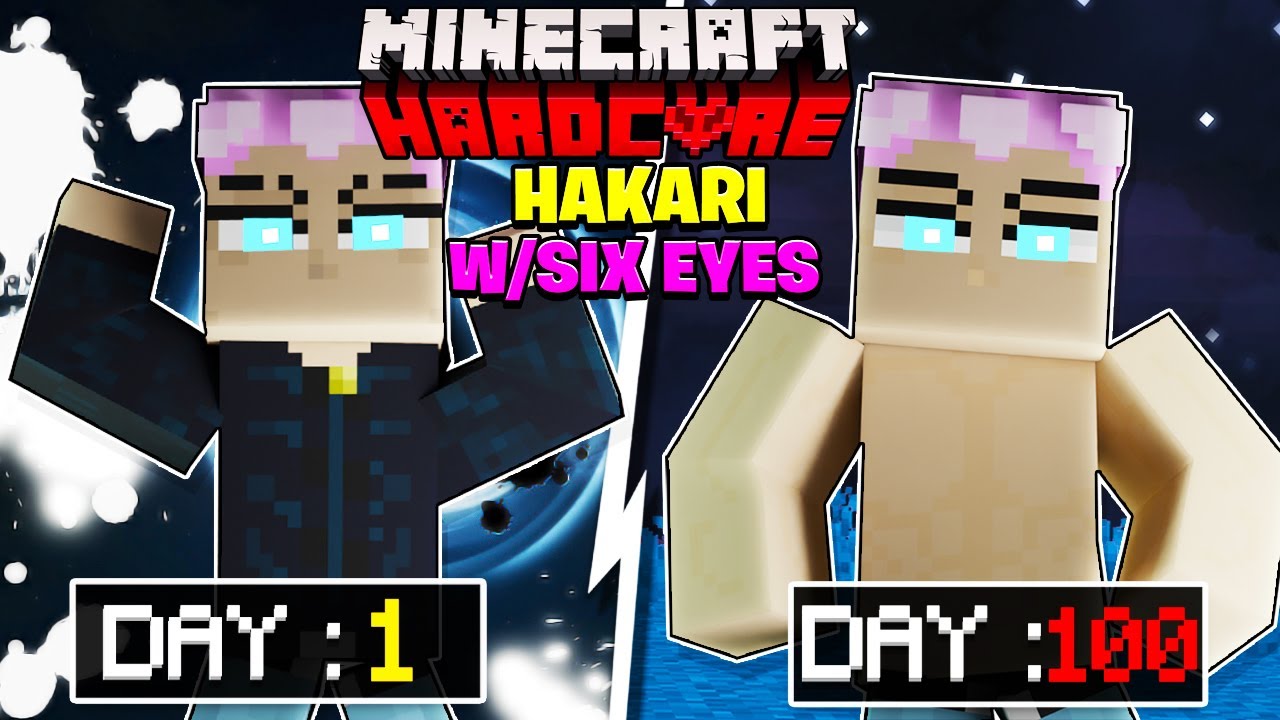 Я выжил 100 дней, играя за Хакари с шестью глазами в игре Jujutsu Kaisen Minecraft!