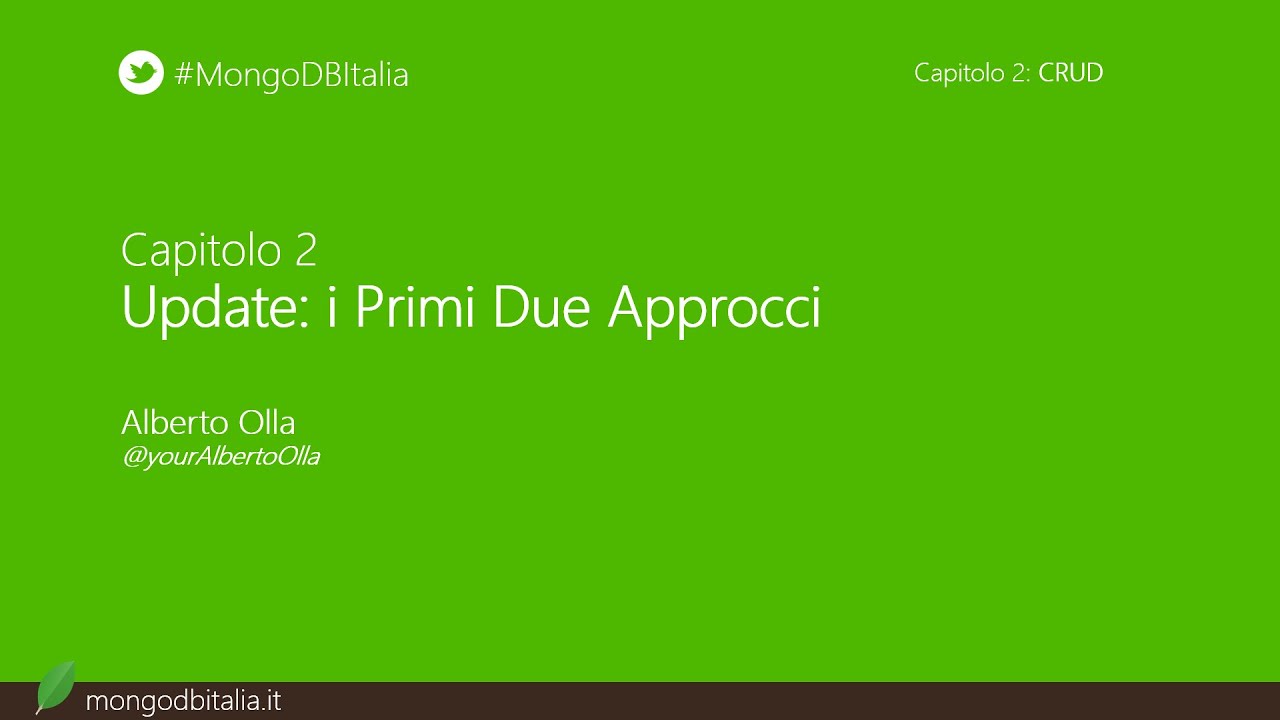 Update: i Primi Due Approcci - Corso base di MongoDB