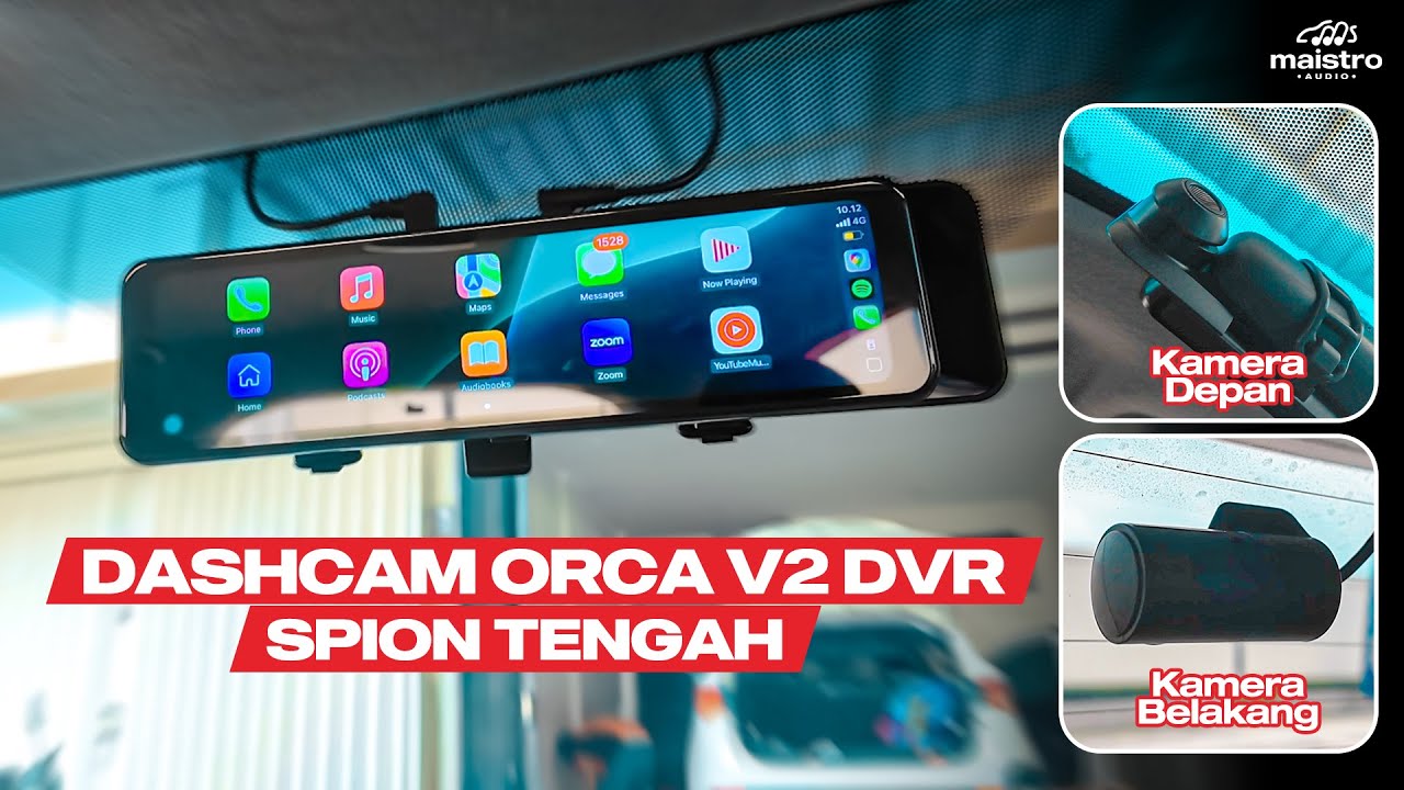 REVIEW DASHCAM SPION TENGAH MOBIL KAMERA 2 WAY ADA FITUR APPLE CARPLAY ANDROID AUTO | ORCA V2 DVR