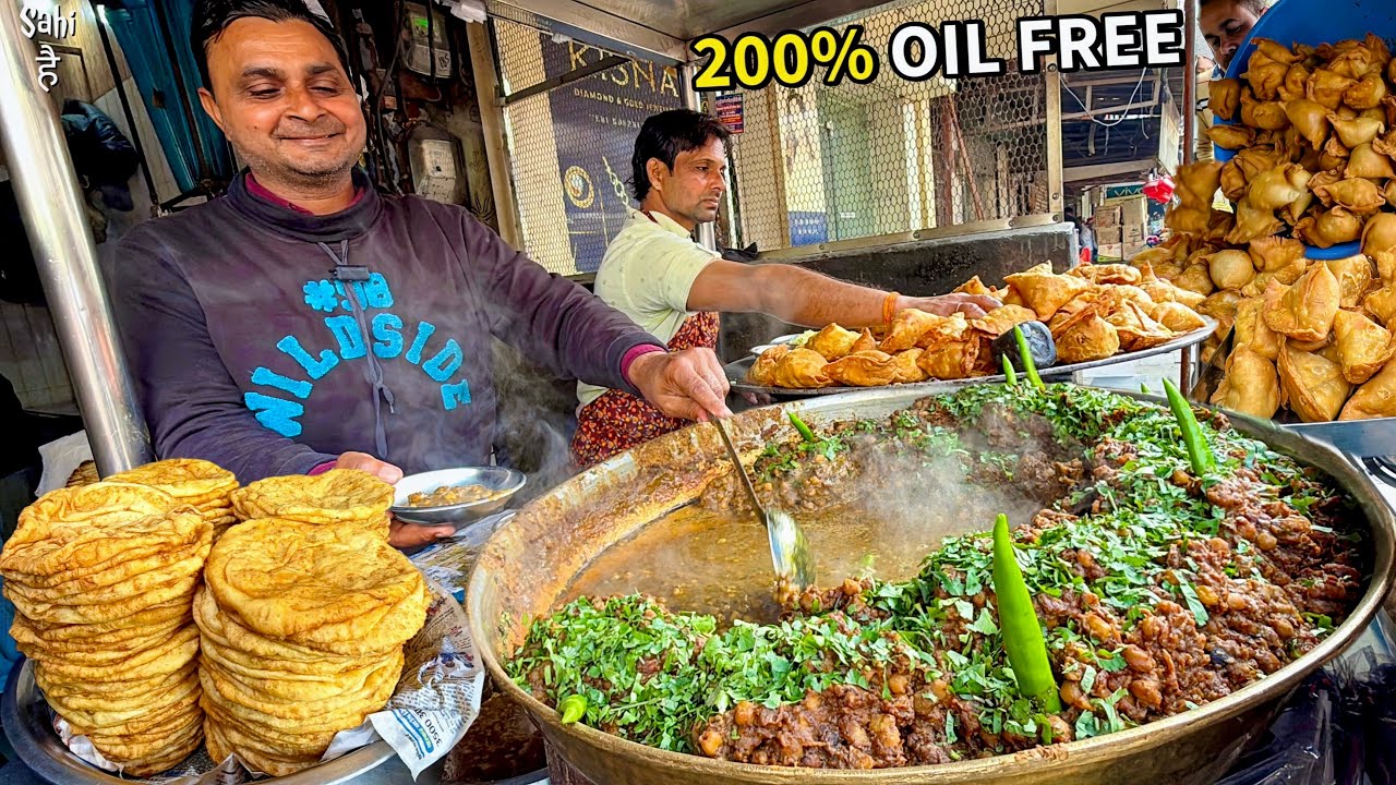 30 Rs Best Nashta 😍 Most Loved Oil Free Chole Bhature | Street Food India