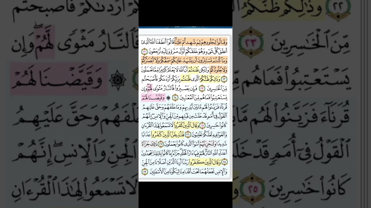 تفسير وتربيط سوره فصلت من الايه 23/38الربع التانى