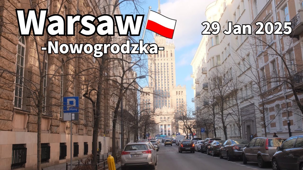 Winter Walk Warsaw Nowogrodzka Poland - January 2025 | Walking Tour