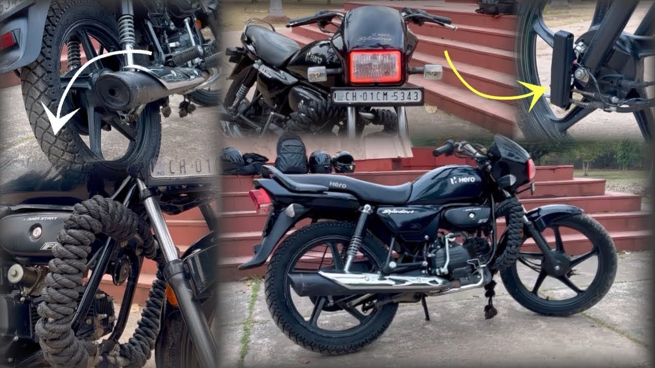 2024 Hero Splendor Modified | Hero Splendor Fat Tyre, Neon Light, Smoke Lamination, Full Modified
