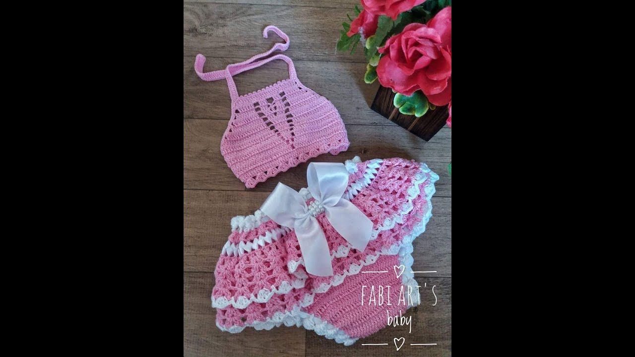Top/cropped em crochê infantil e bebê
