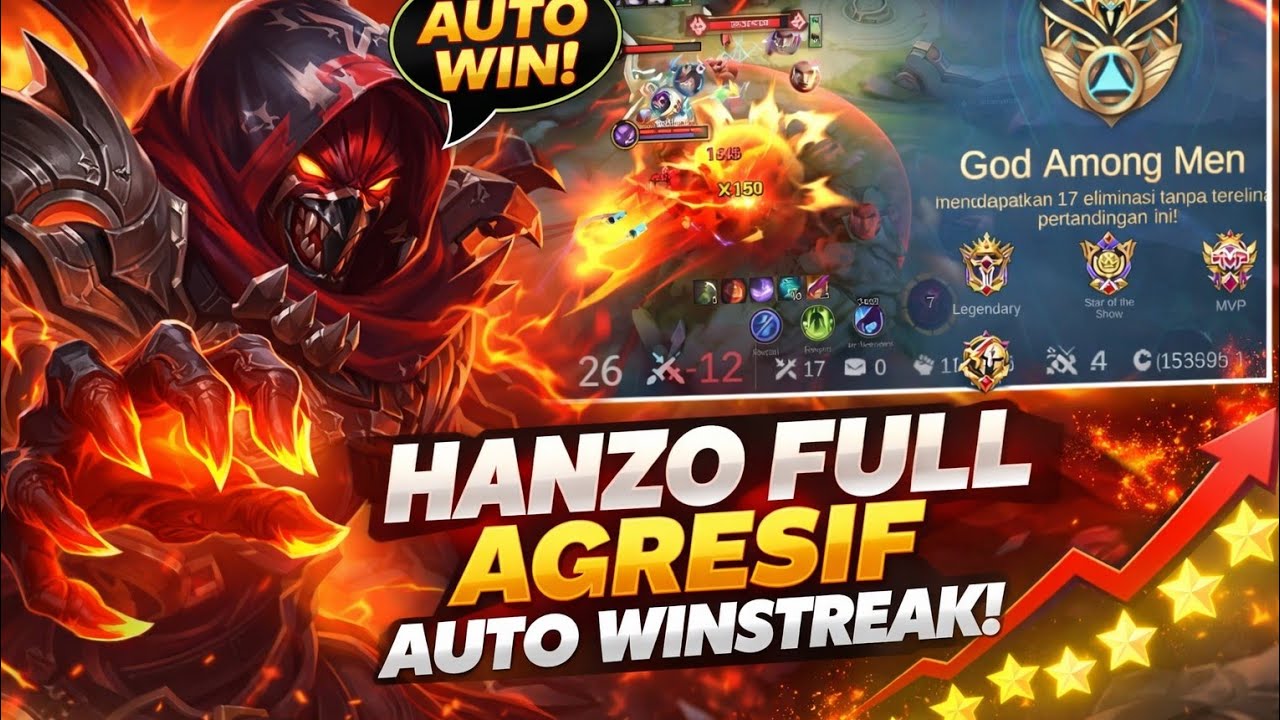 HANZO FULL AGRESIF AUTO WINSTREAK! GOD AMONG MEN 17 KILL | MLBB