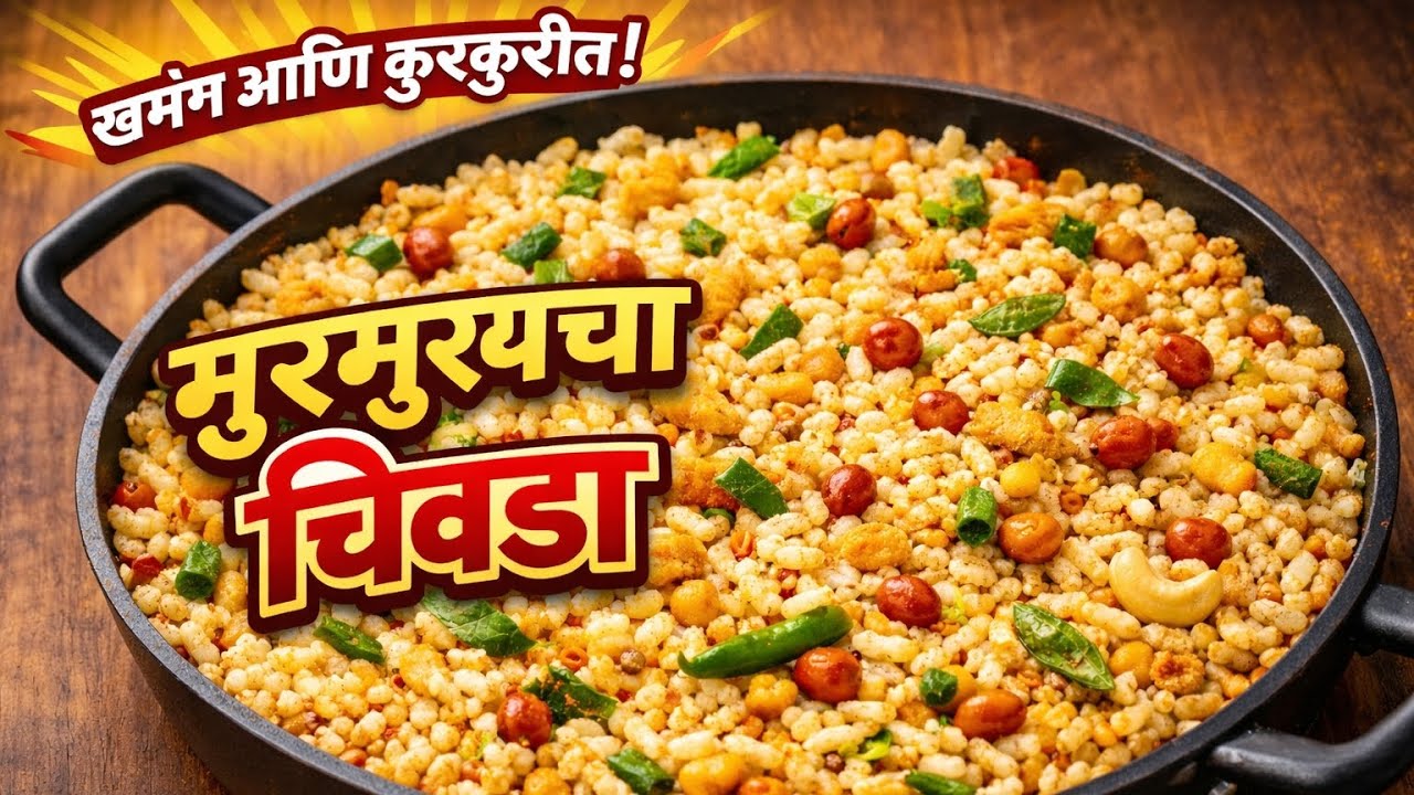 # मधल्या वेळेत खाण्यासाठी दहा मिनिटात तयार होणारा झटपट मुरमुर्याचा चिवडा 👌