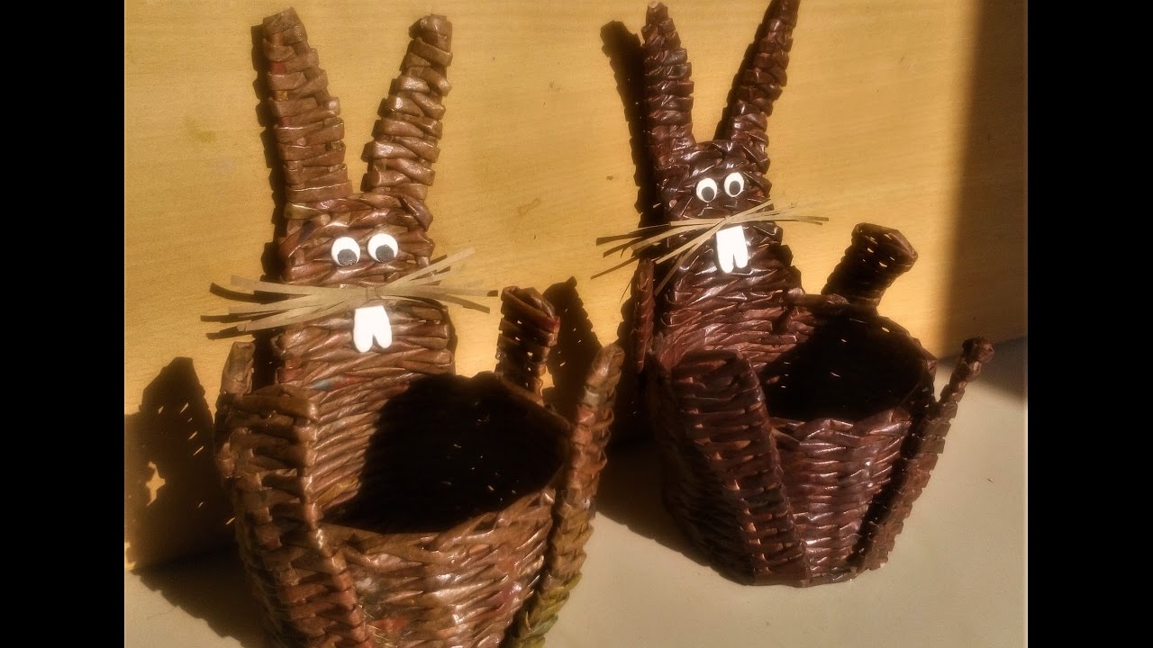 How To Make A Bunny Basket with Newspaper / Newspaper Craft / Best out of waste