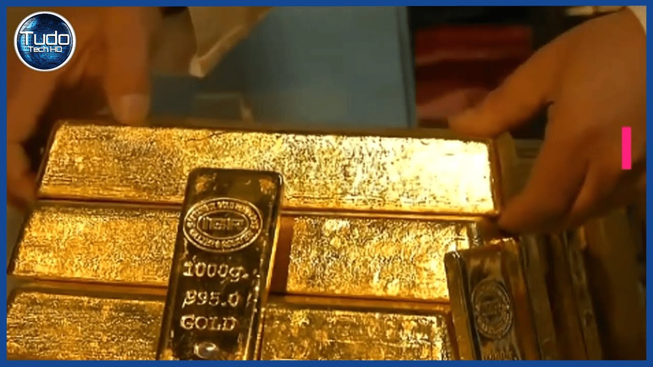 Como as barras de Ouro são feitas. Incrível Processo Industrial de Fusão de Barras de Ouro.