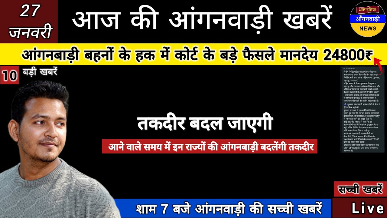 आंगनबाड़ी बहनों के हक में कोर्ट के बड़े फैसले मानदेय 24800₹ से तकदीर बदल जाएगी देखिए वायरल खबर का सच