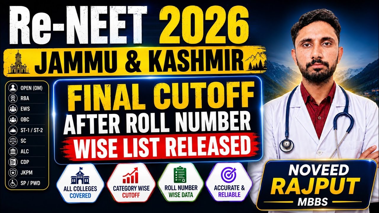 J&K Re-NEET 2026 Final Cutoff After Roll Number Wise List🔥 |Category wise |100% authentic with proof