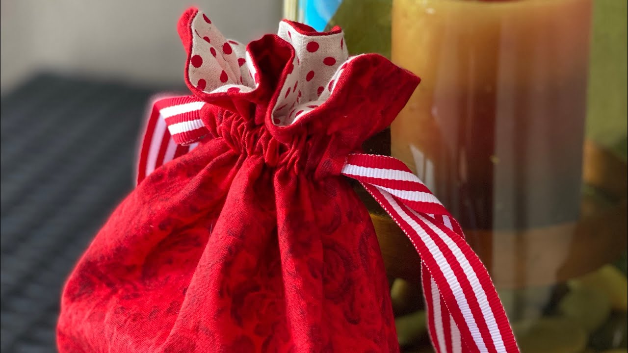 Lined Drawstring Boxed Bottom Gift Bag