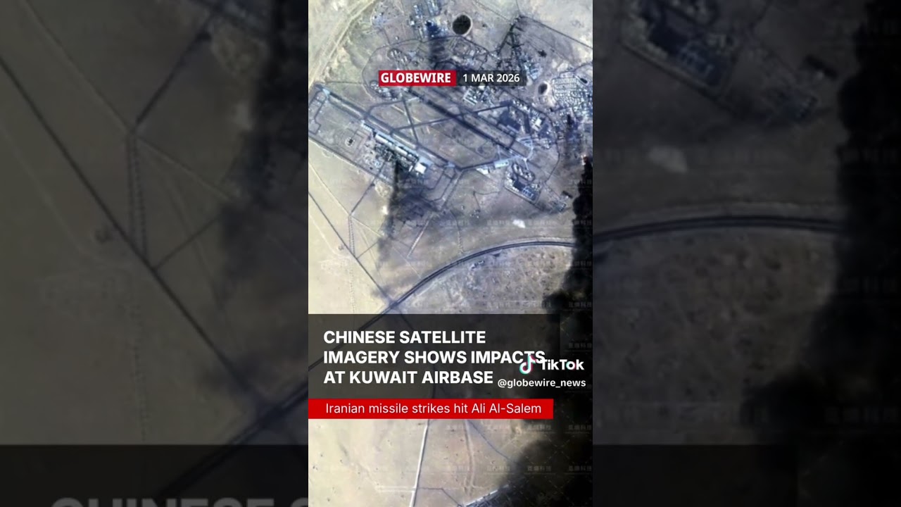 Chinese satellite imagery shows impacts at Kuwait airbase | Iran airstrike on Kuwait airbase #iran