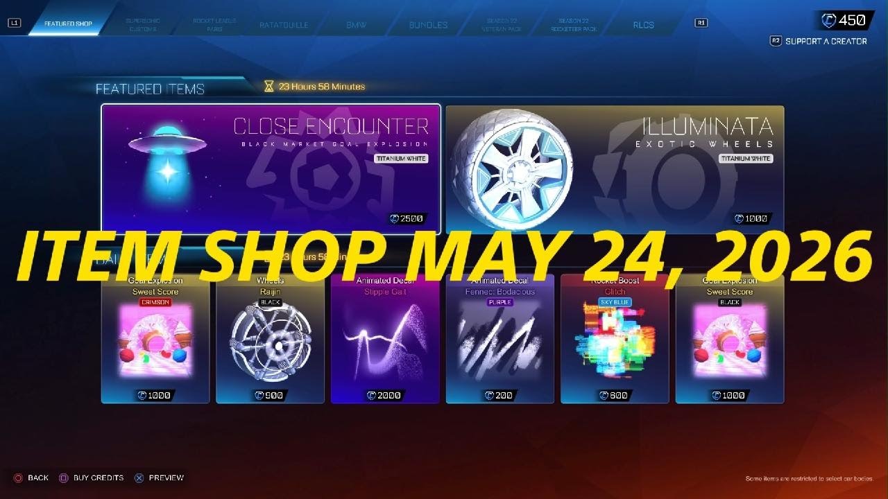 Rocket League ITEM SHOP MAY 24, 2026