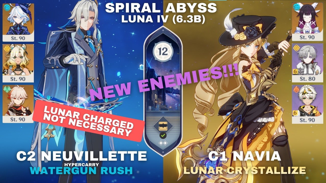 Genshin Gewundener Abgrund/Spiral Abyss Luna IV (6.3B) C2R1 Neuvillette | C1R1 Navia | New Enemies!