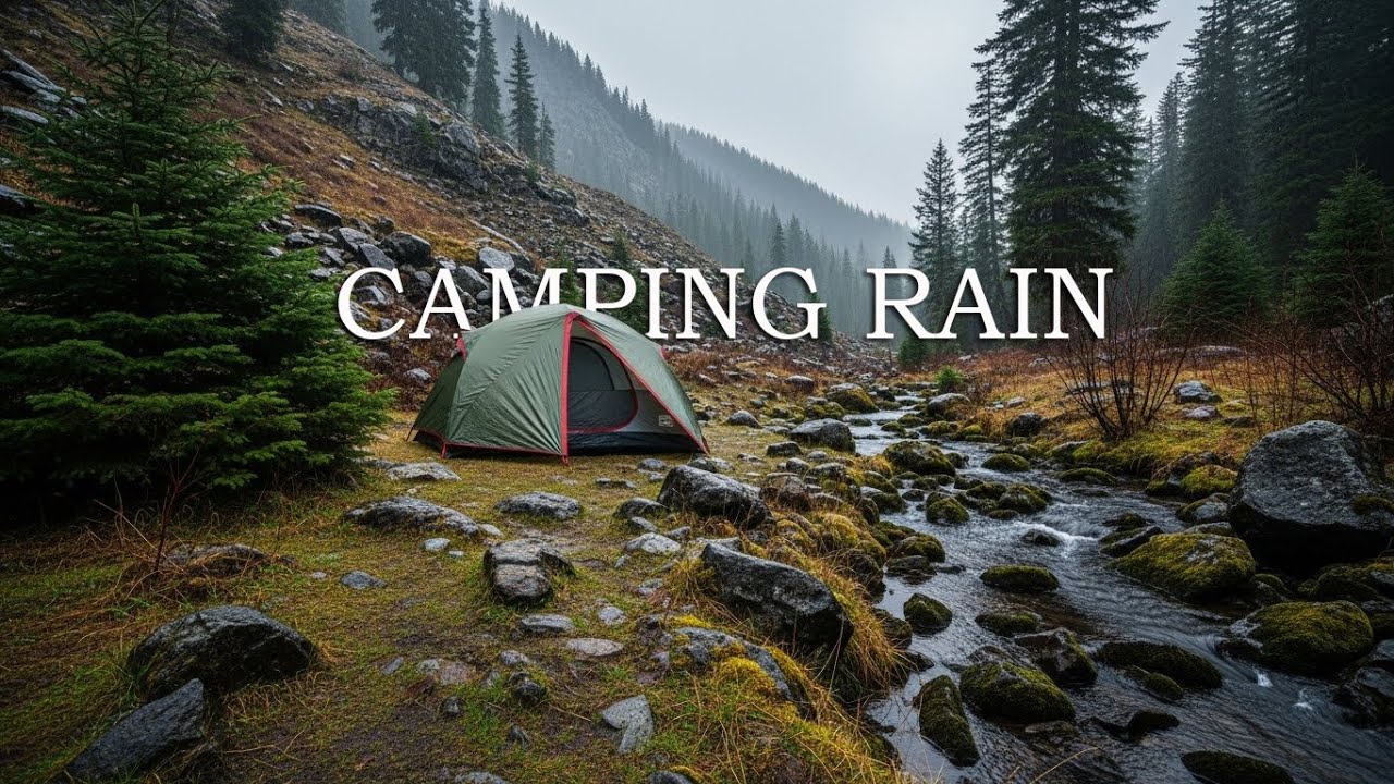 Rain and River Sounds in the Mountains | 1 Hour Camping Sleep Ambience
