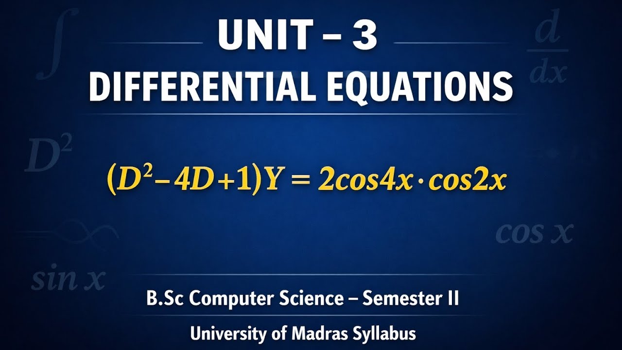 Unit-3 differential equations sum✨📚✍️