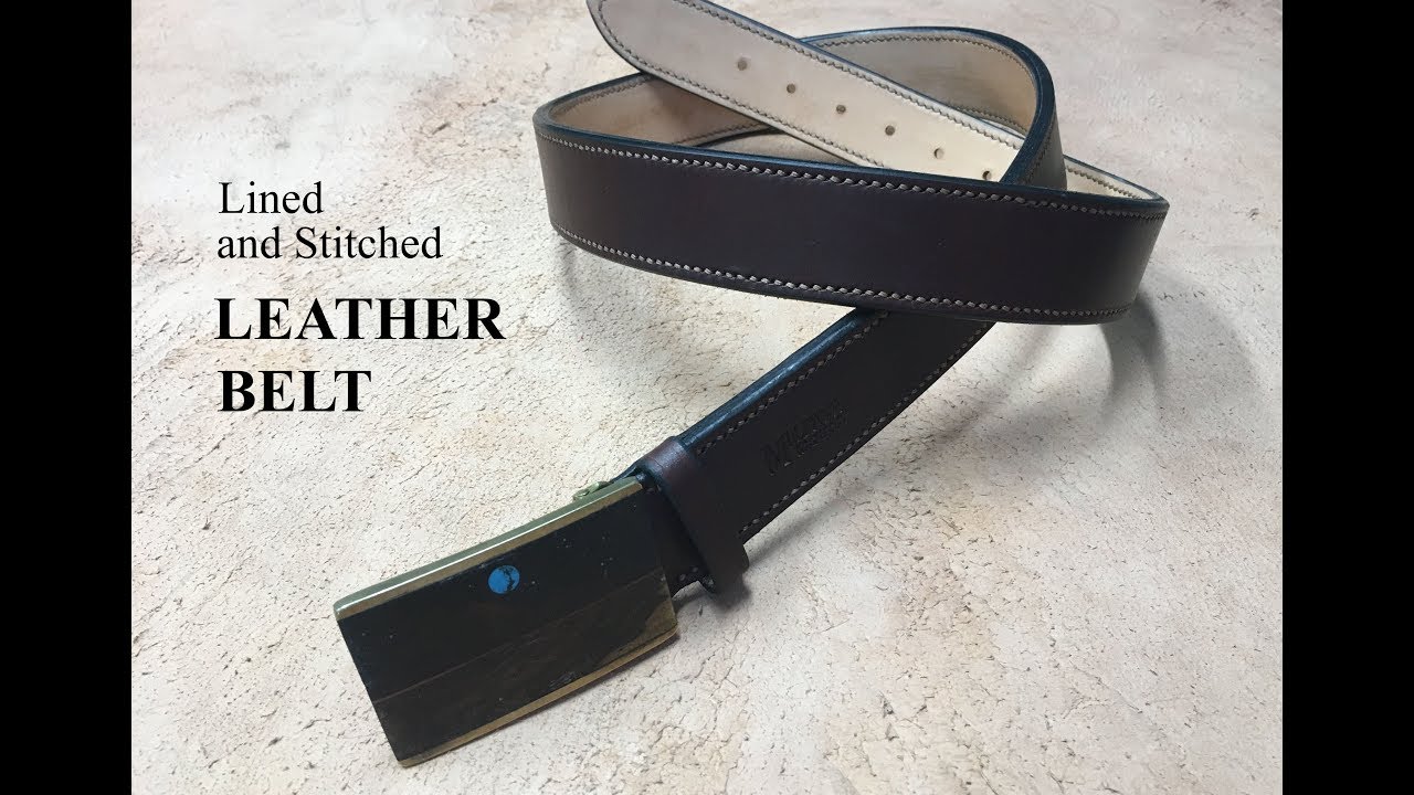 Leather Belt, lined and stitched