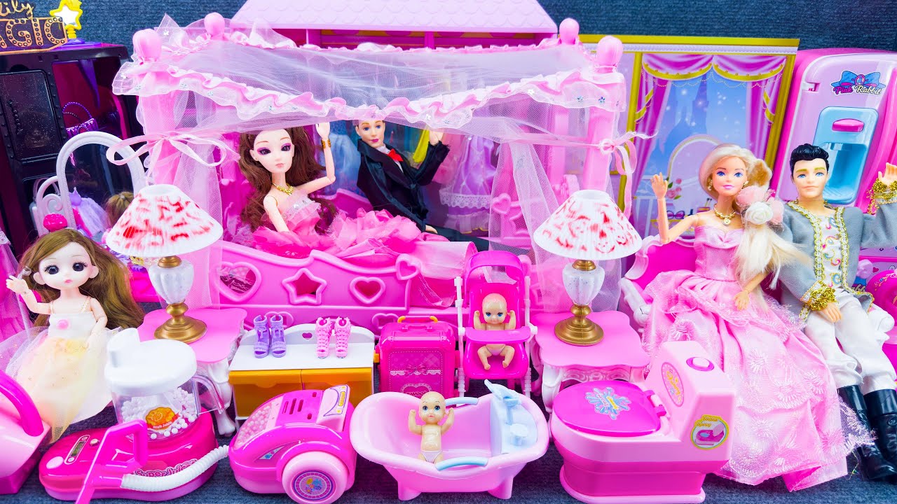 21 Minutes Satisfying With Unboxing Barbie Princess Bedroom Dress Up Playset ASMR | Review Toys