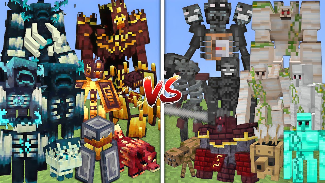 ALL MUTANT WARDENS & BLAZES VS ALL MUTANT WITHER SKELETONS & IRON GOLEMS ALLIANCE MOBS BATTLE