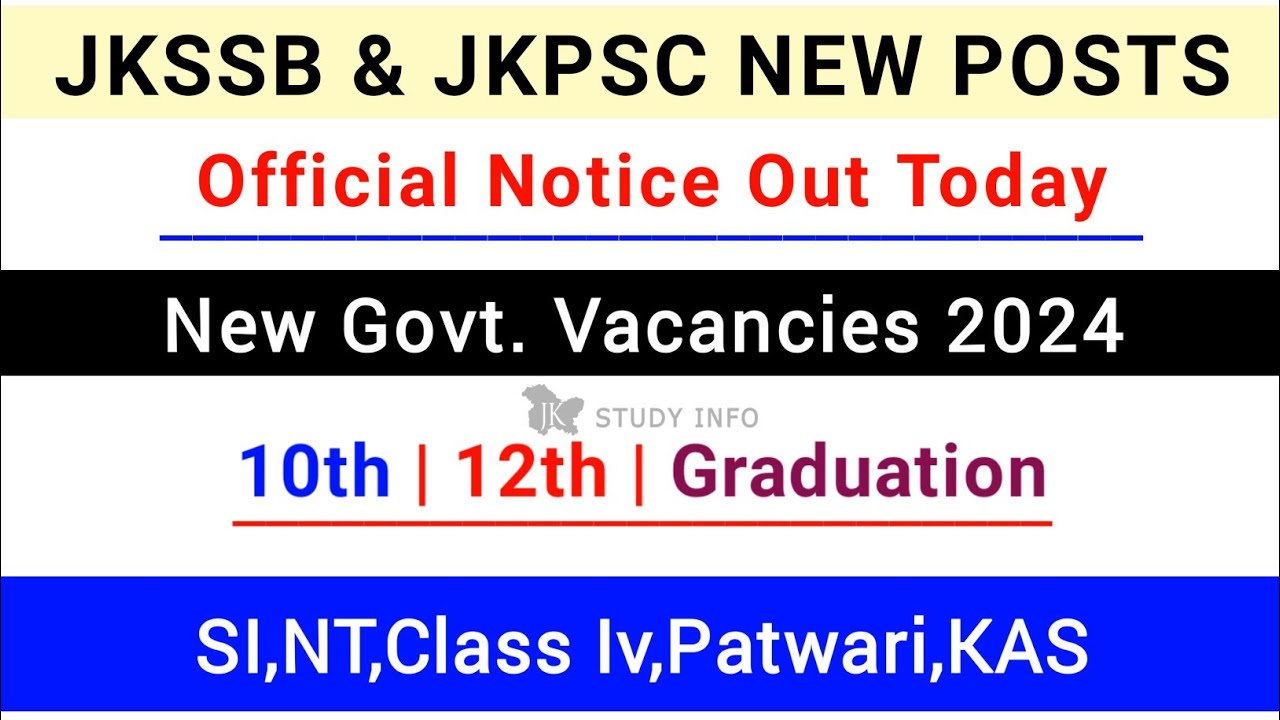 JKSSB & JKPSC New Posts 2024 | Jkssb New  Jobs 2024 | Jkssb NT,Class Iv Posts Notice 2024 | JK Jobs