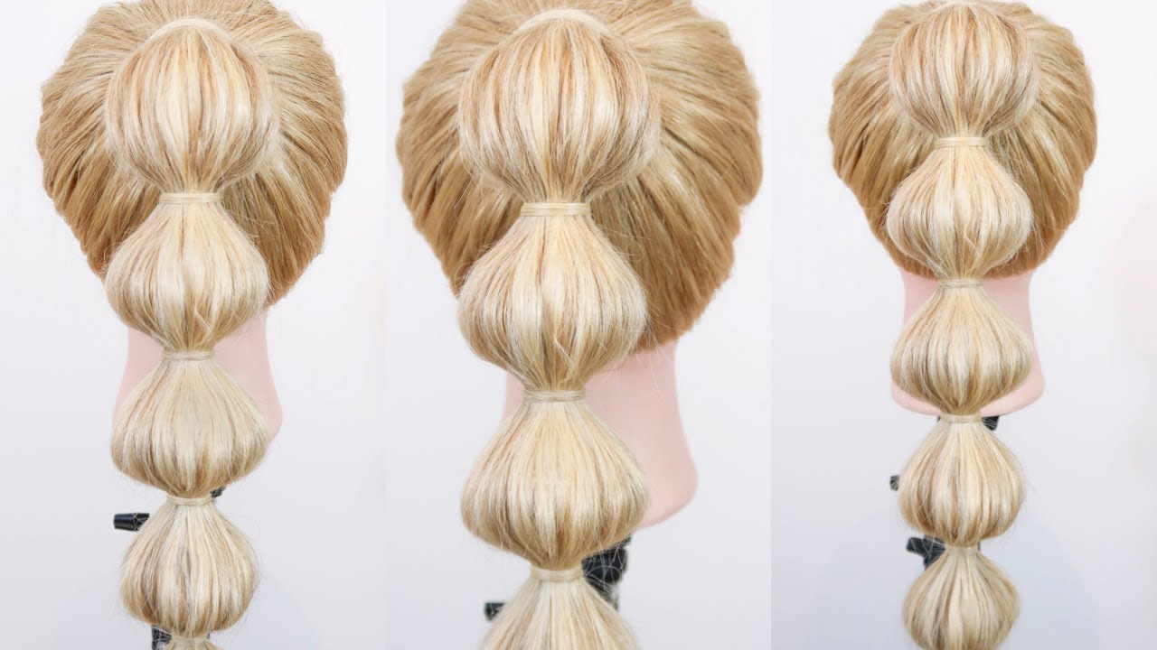 Easy BUBBLE BRAID ponytail For Beginners - Easy & Quick Ponytail Hairstyle For Medium & Long Hair