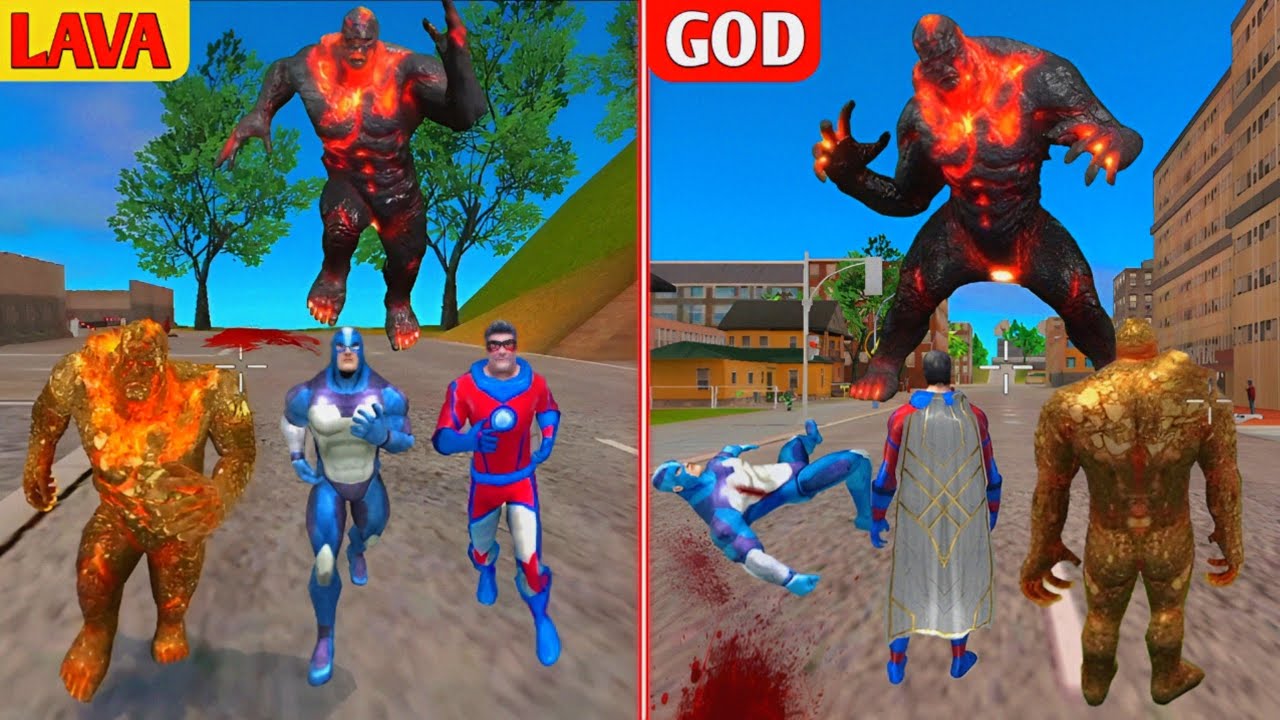 rope Hero vice town City attack in Lava God monster|Lava God come  voice town City