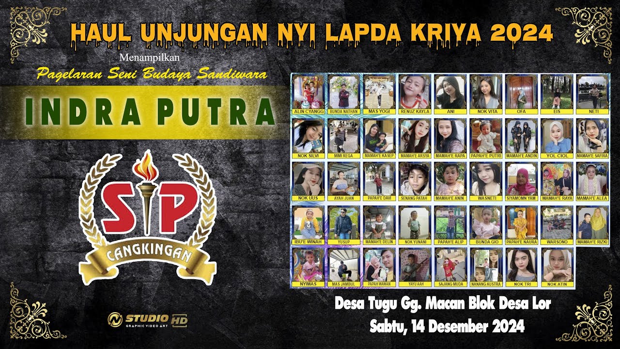 LIVE SIANG || SANDIWARA INDRA PUTRA || UNJUNGAN NYI LAPDA KRIYA || 14 DES 2024 || DESA TUGU - SLIYEG